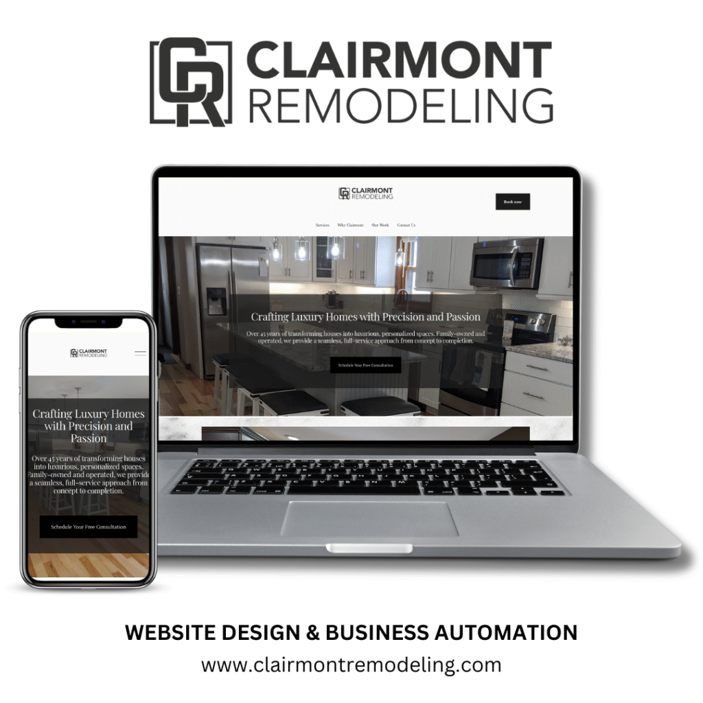 Remodeling contractor website portfolio mockup