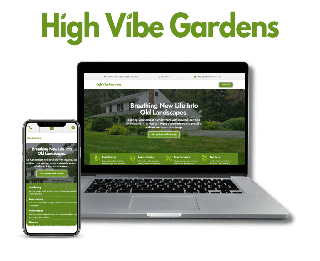 Landscaping company website home page preview