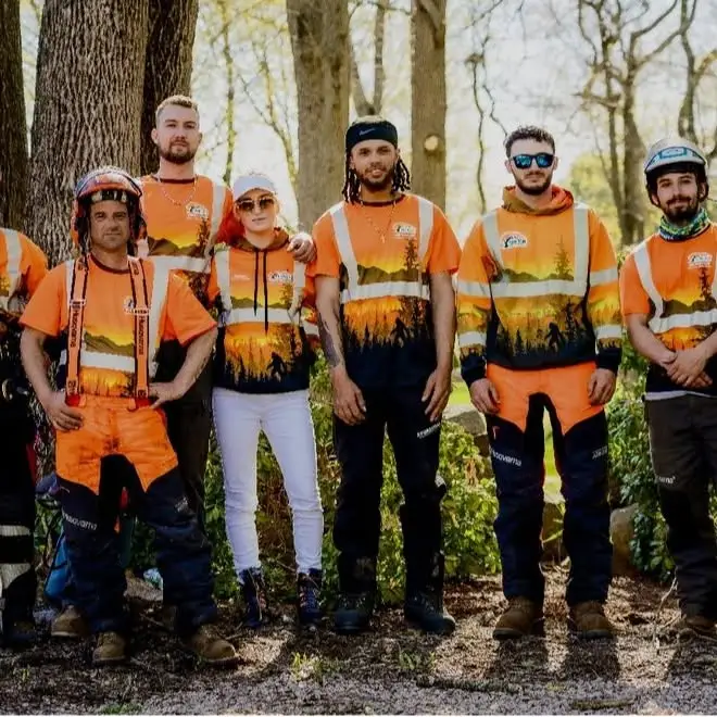 Branded Denison Tree Removal crew in matching gear