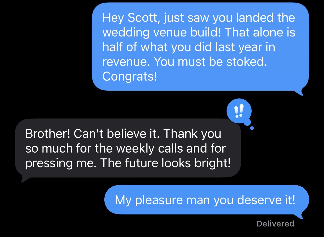 Wedding venue build text