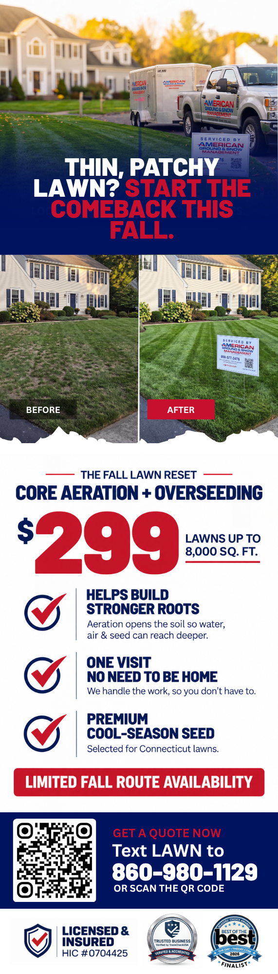 Front of the American Ground and Snow Management door hanger campaign built by Profit Revive