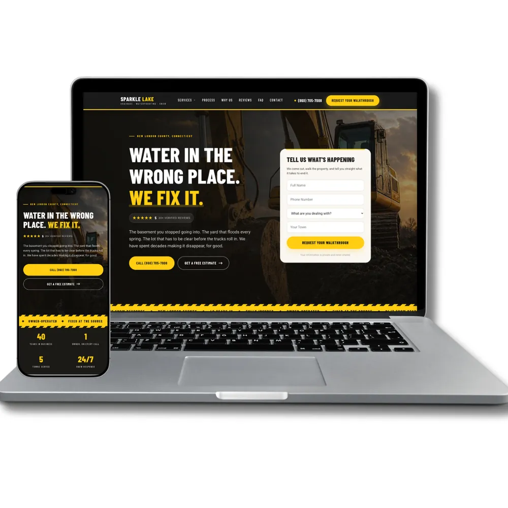Sparkle Lake website on a laptop and phone