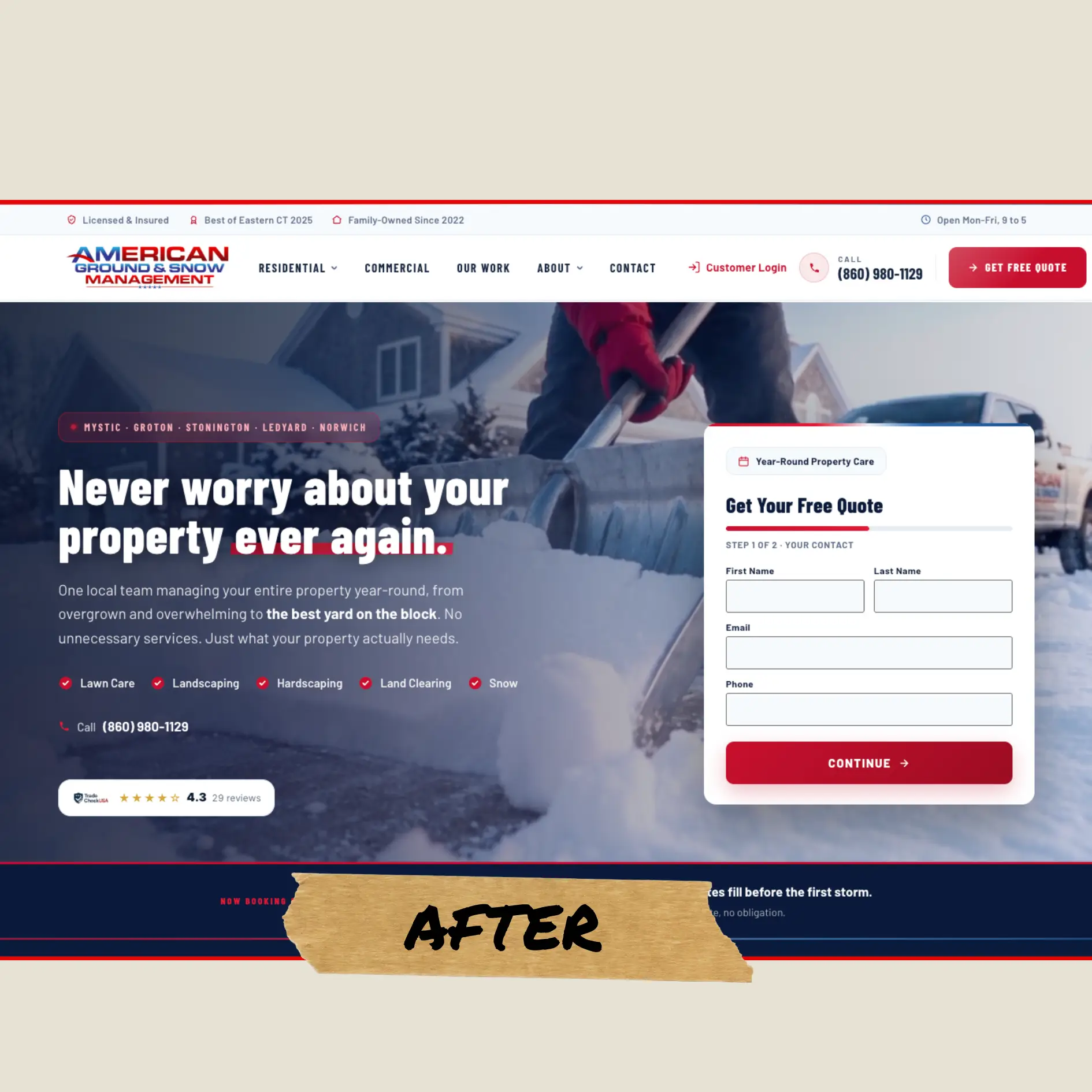 American Ground and Snow website after Profit Revive rebuilt it